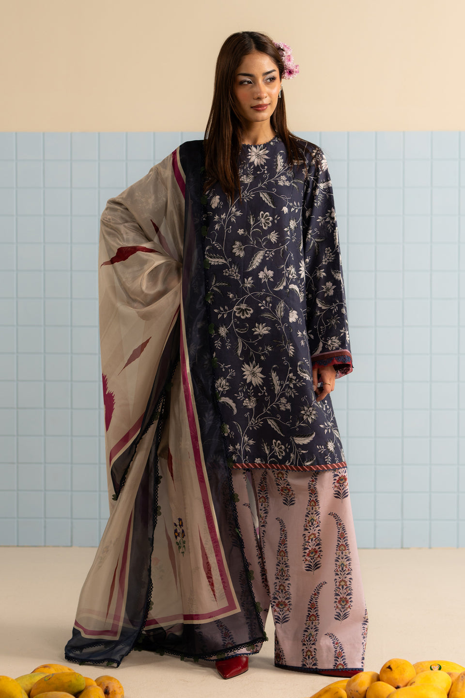 Zara Shahjahan 3 Piece Custom Stitched Suit - Black - LB30591