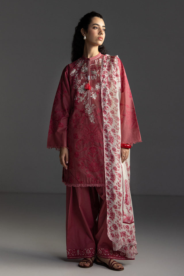 Zara Shahjahan 3 Piece Custom Stitched Suit - Pink - LB31162