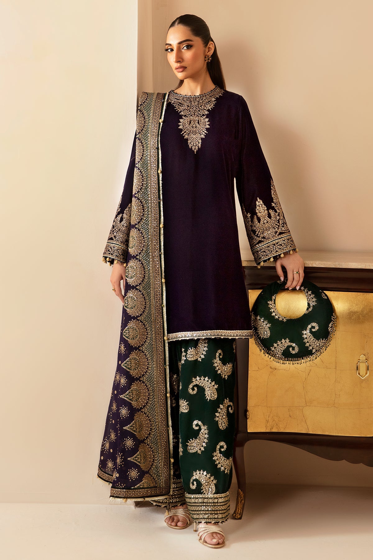 Libasco Jazmin 3 Piece Custom Stitched Suit - Purple - LB288349