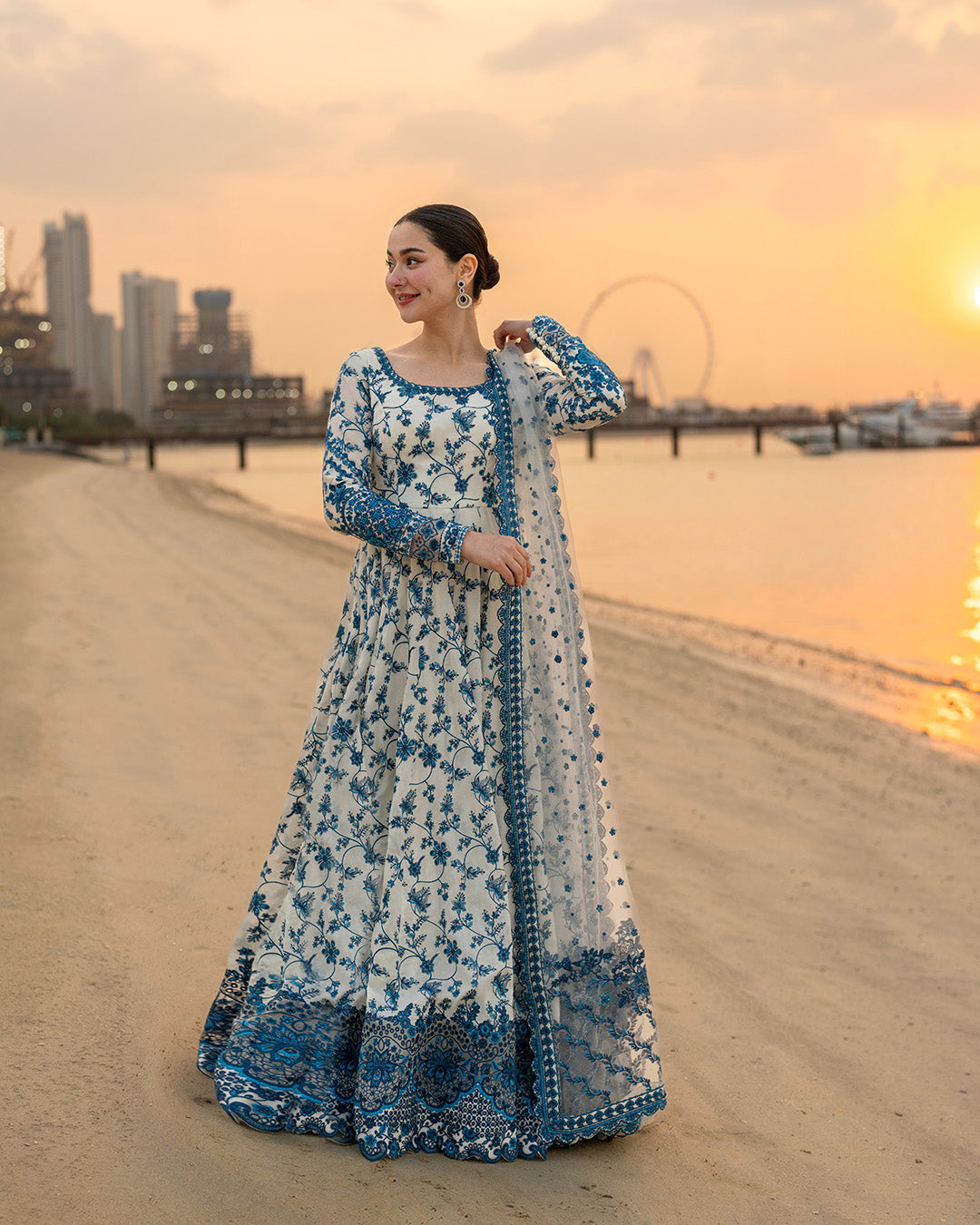 Faiza Saqlain 3 Piece Custom Stitched Suit - Blue - LB31613