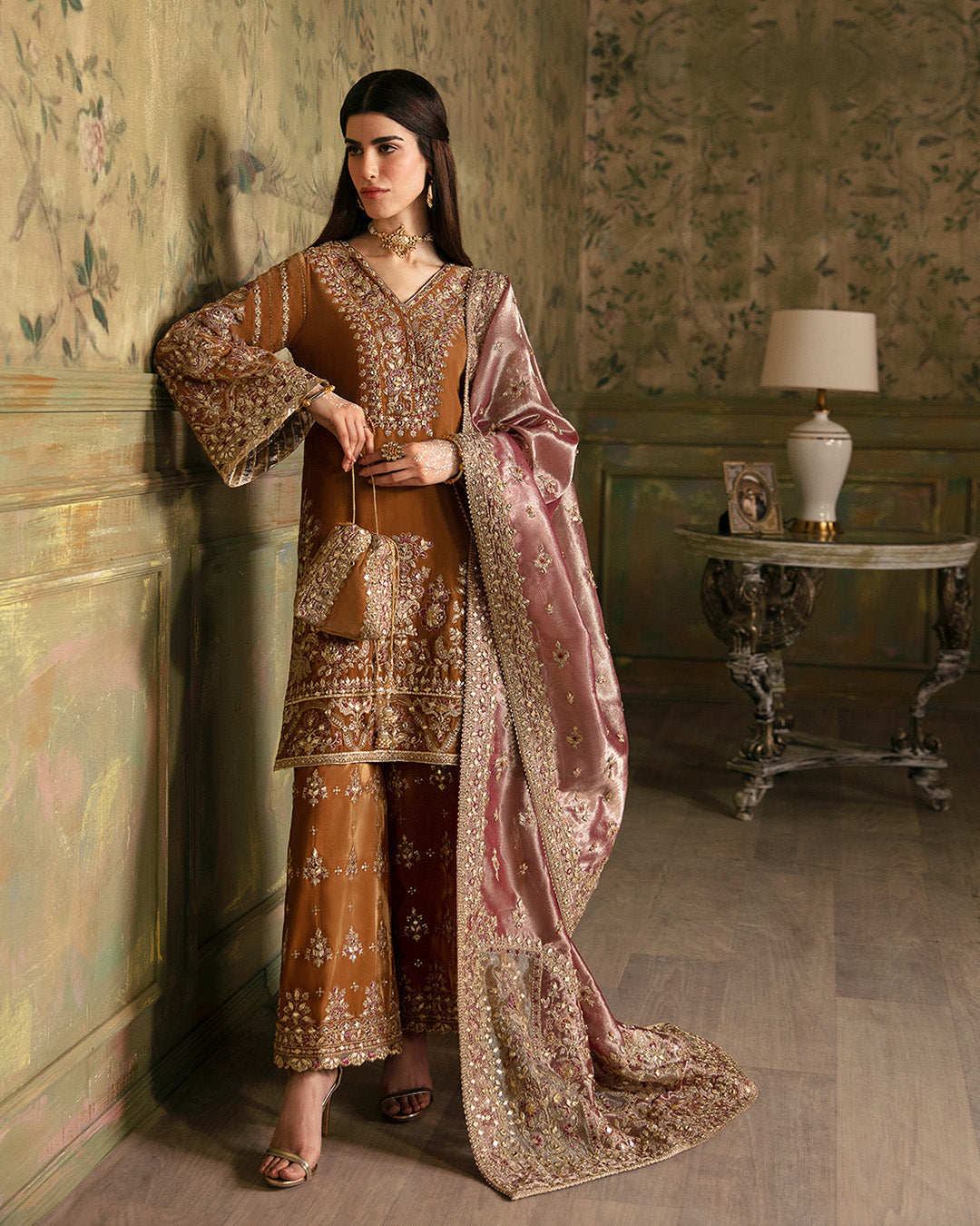 Faiza Saqlain 3 Piece Pret Suit - Mustard - LB289154