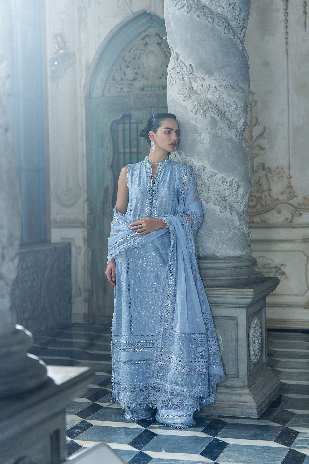 Sobia Nazir 3 Piece Custom Stitched Suit - Blue - LB31238