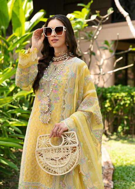 Kanwal Malik 3 Piece Custom Stitched Suit - Yellow - LB286487