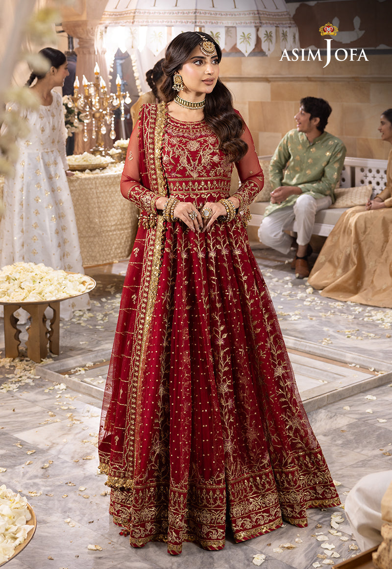 Asim Jofa 3 Piece Custom Stitched Suit - Red - LB285485