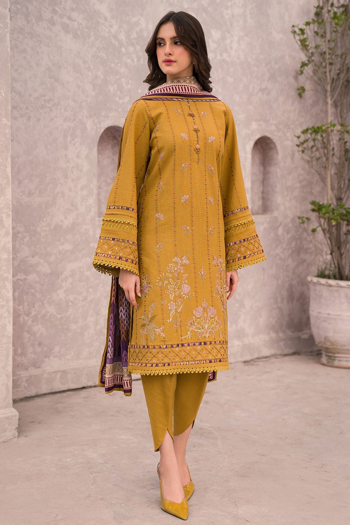 Jazmin 3 Piece Custom Stitched Suit - Yellow - LB284897