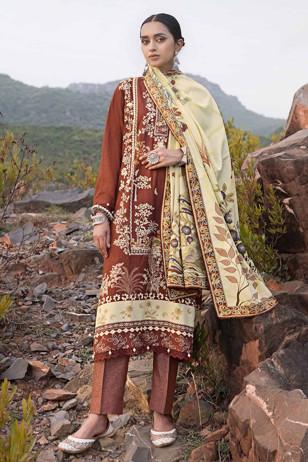 Gul Ahmed 3 Piece Custom Stitched Suit - Brown - LB288015