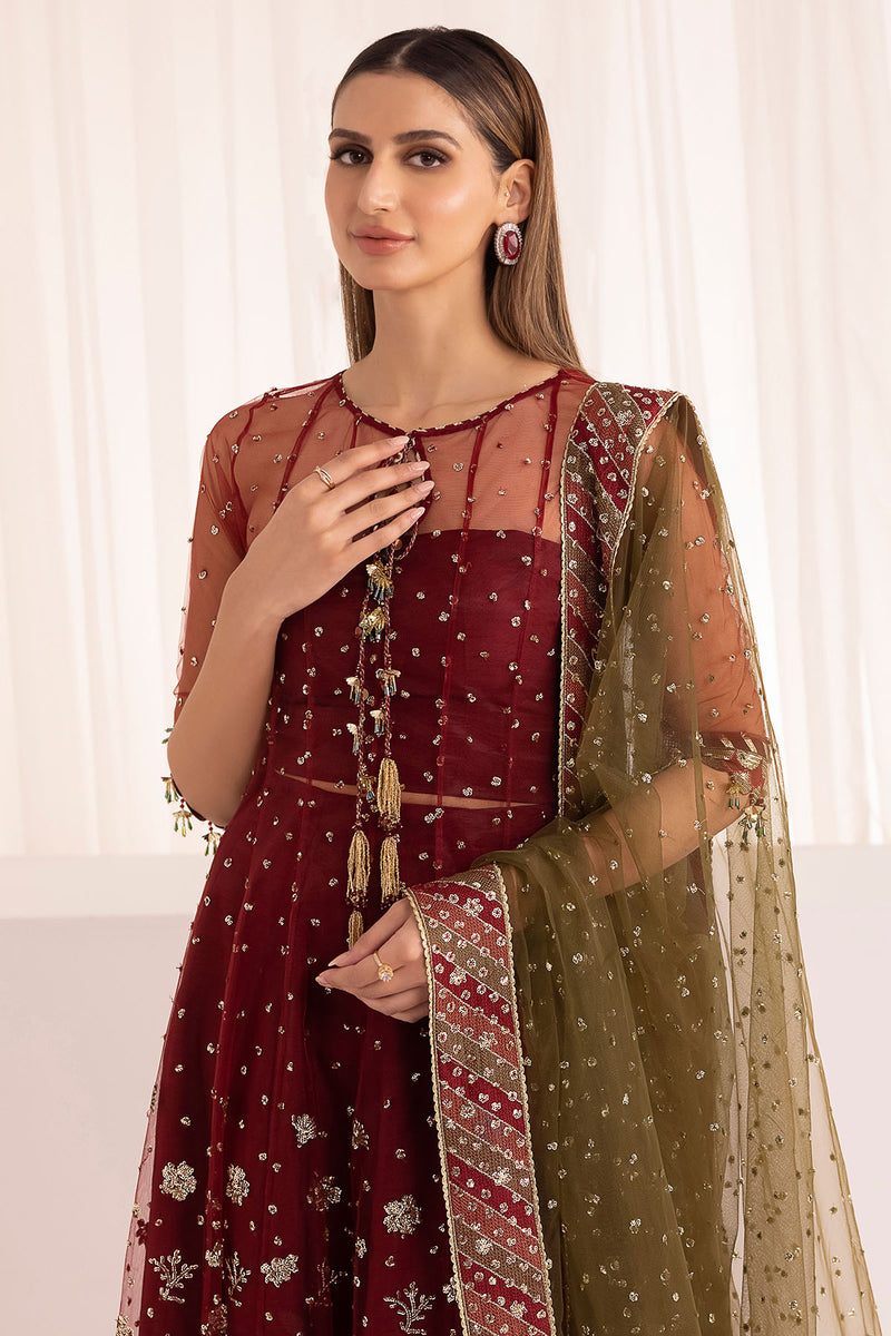 Jazmin 3 Piece Custom Stitched Suit - Maroon - LB287950