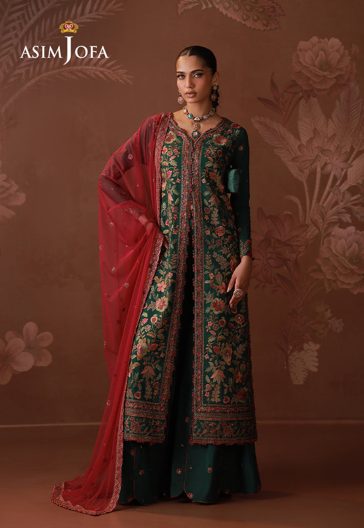 Asim Jofa 3 Piece Custom Stitched Suit - Green - LB31678