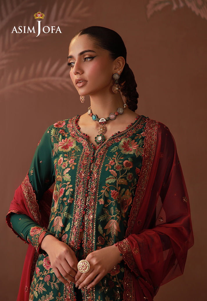 Asim Jofa 3 Piece Custom Stitched Suit - Green - LB31678