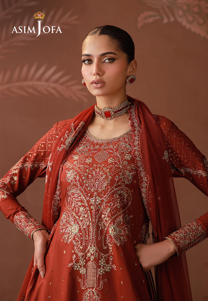 Asim Jofa 3 Piece Custom Stitched Suit - Rust - LB31683
