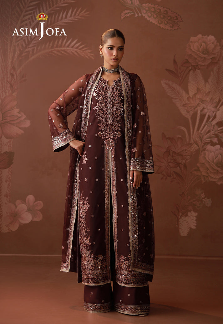Asim Jofa 3 Piece Custom Stitched Suit - Purple - LB31679
