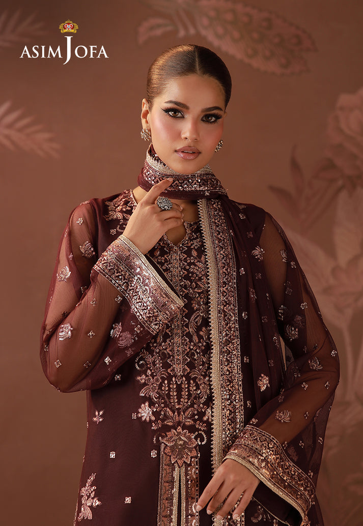 Asim Jofa 3 Piece Custom Stitched Suit - Purple - LB31679