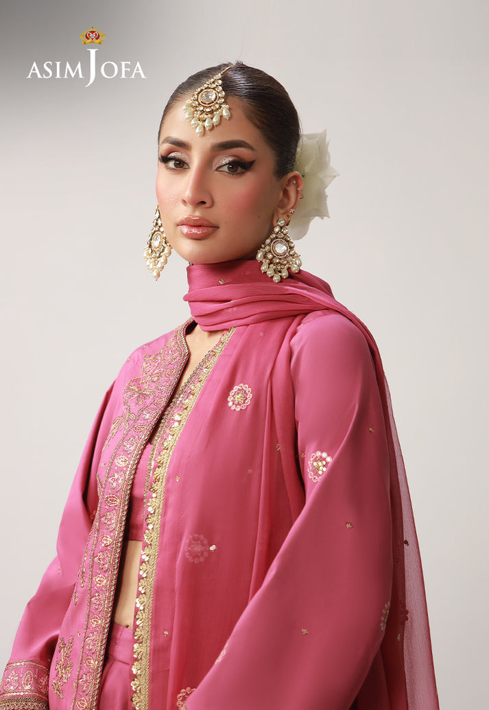 Asim Jofa 3 Piece Custom Stitched Suit - Pink - LB31621