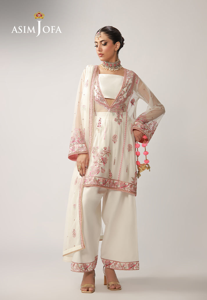 Asim Jofa 3 Piece Custom Stitched Suit - Off-White - LB31622