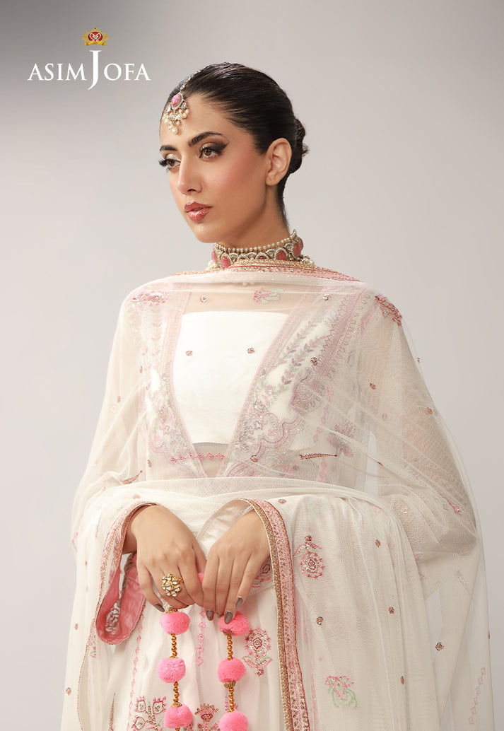 Asim Jofa 3 Piece Custom Stitched Suit - Off-White - LB31622