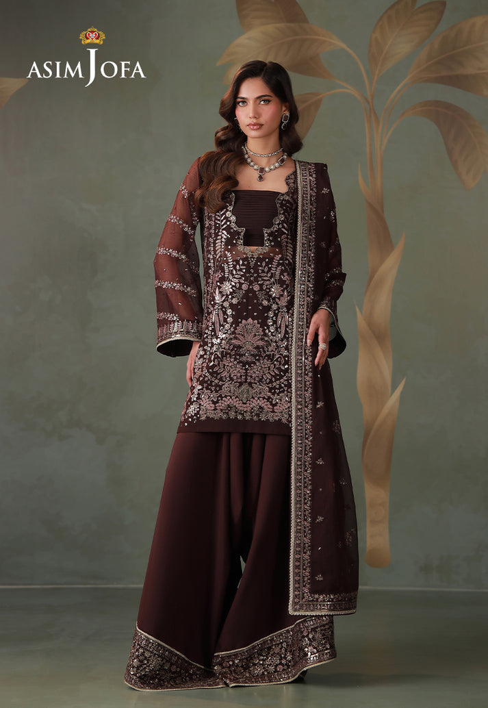 Asim Jofa 3 Piece Custom Stitched Suit - Purple - LB31676