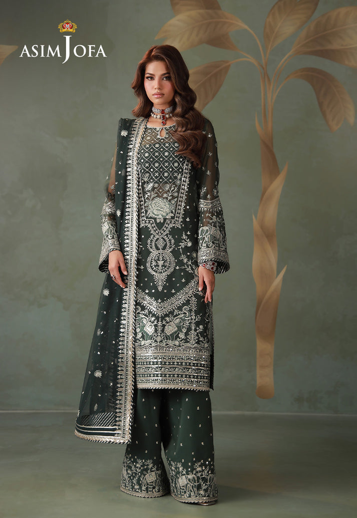 Asim Jofa 3 Piece Custom Stitched Suit - Green - LB31677