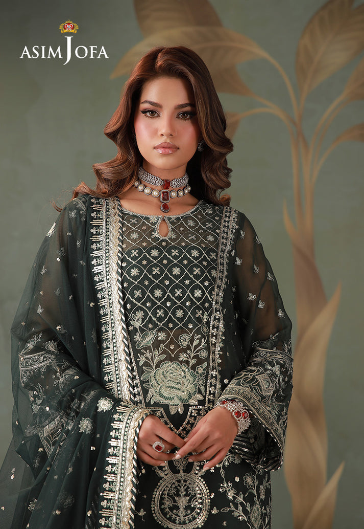 Asim Jofa 3 Piece Custom Stitched Suit - Green - LB31677