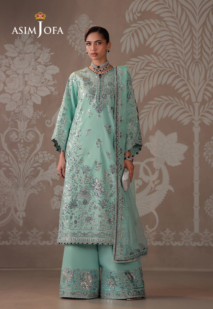 Asim Jofa 3 Piece Custom Stitched Suit - Green - LB31682