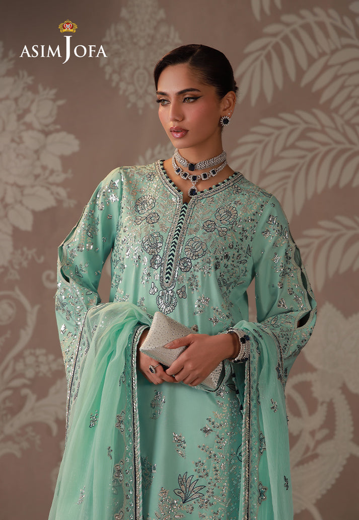 Asim Jofa 3 Piece Custom Stitched Suit - Green - LB31682