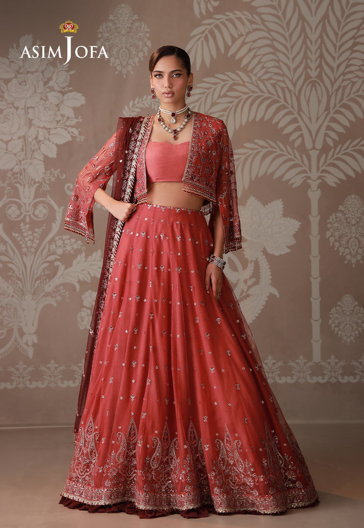 Asim Jofa 3 Piece Custom Stitched Suit - Pink - LB31685