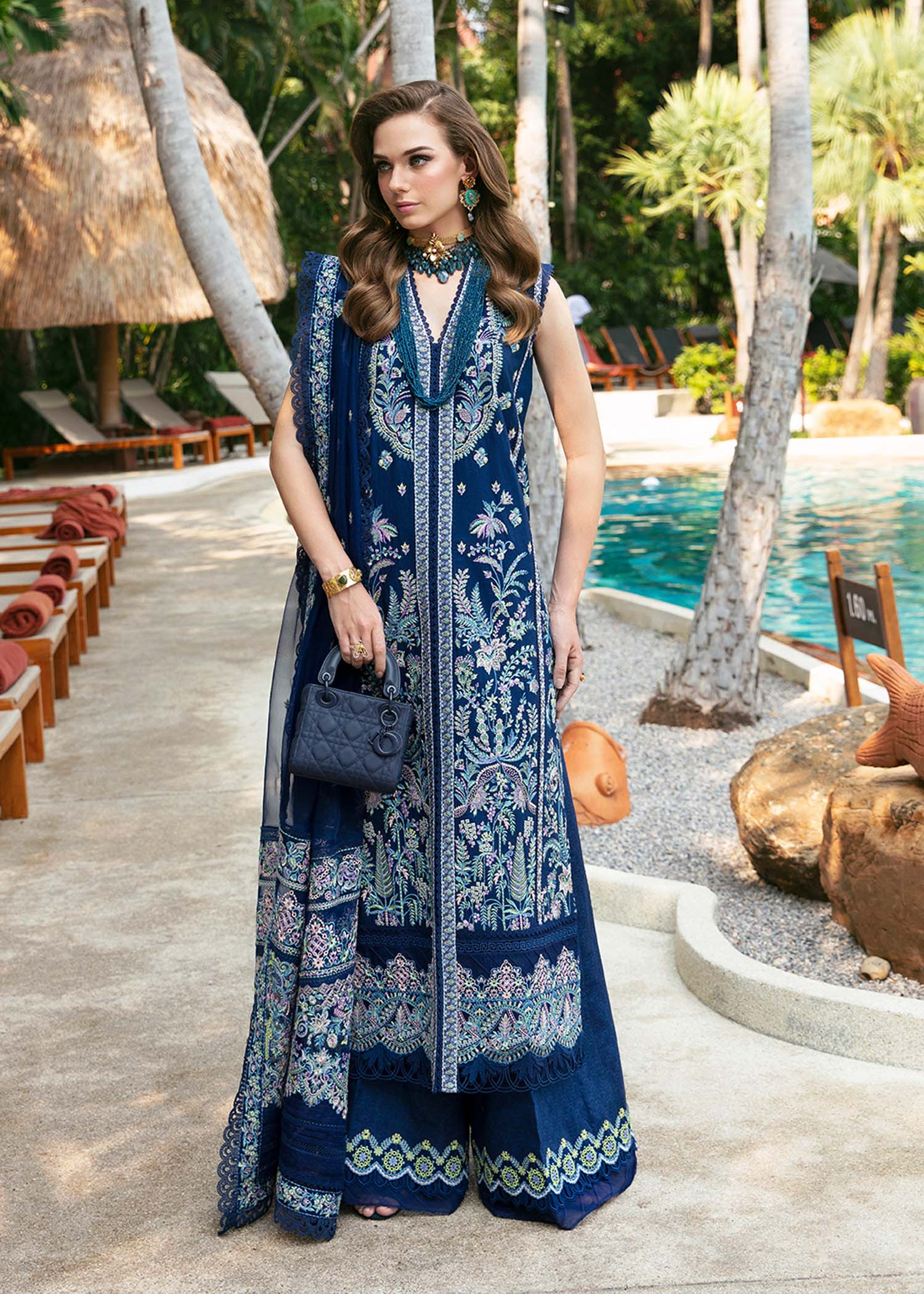 Kanwal Malik 3 Piece Custom Stitched Suit - Blue - LB286491