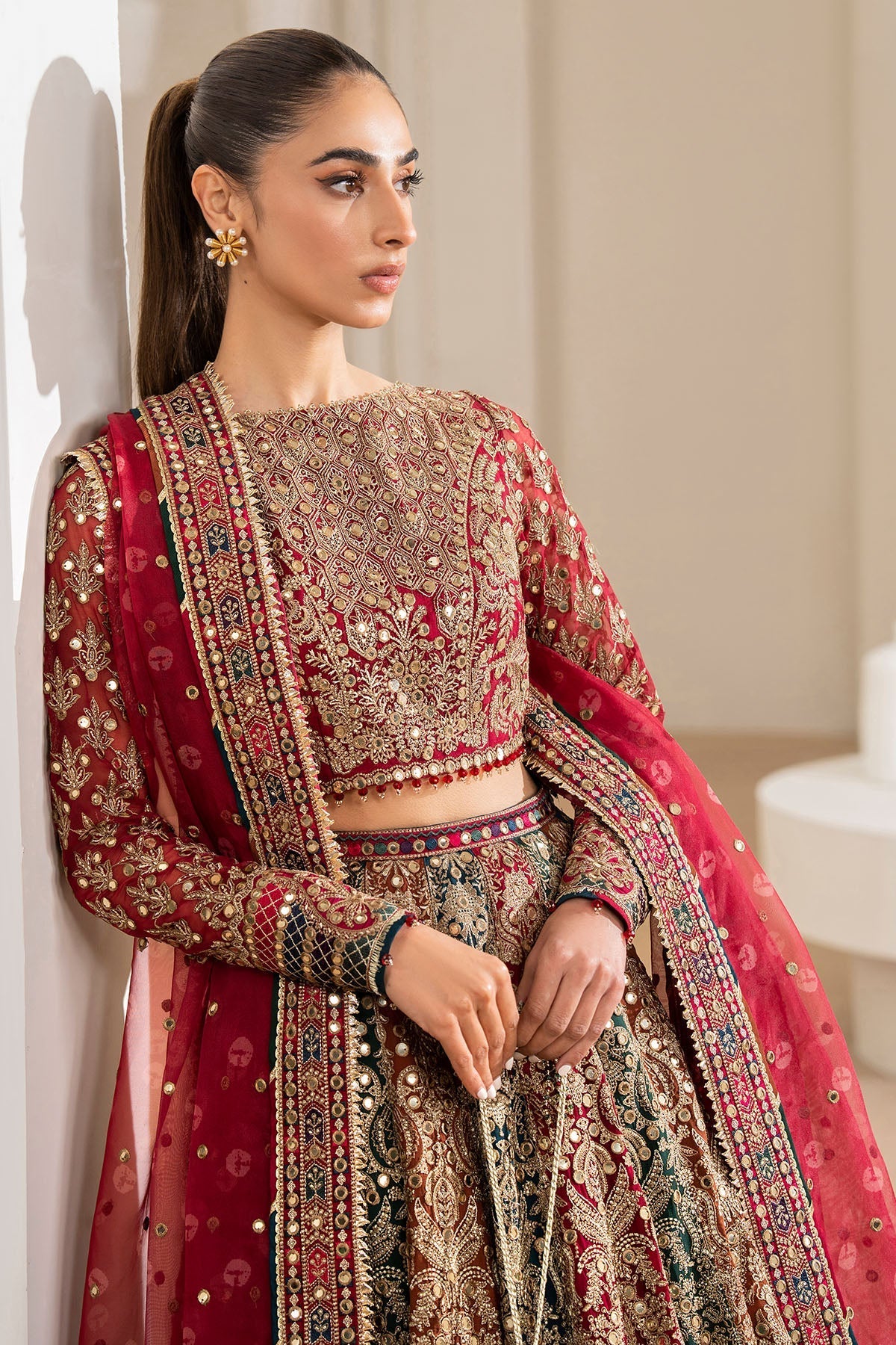 Jazmin 3 piece Custom Stitched Suit - Red - LB285471