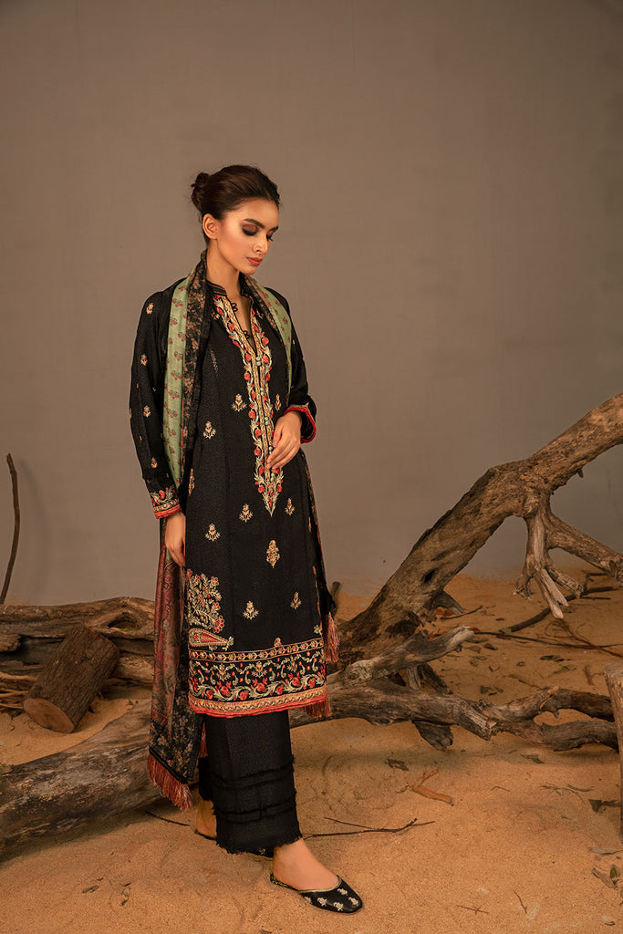 Sobia Nazir 3 Piece Custom Stitched Suit - Black - LB285071