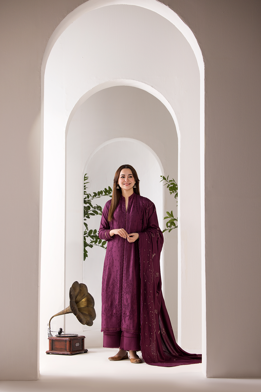 Sobia Nazir 3 Piece Custom Stitched Suit - Purple - LB288918