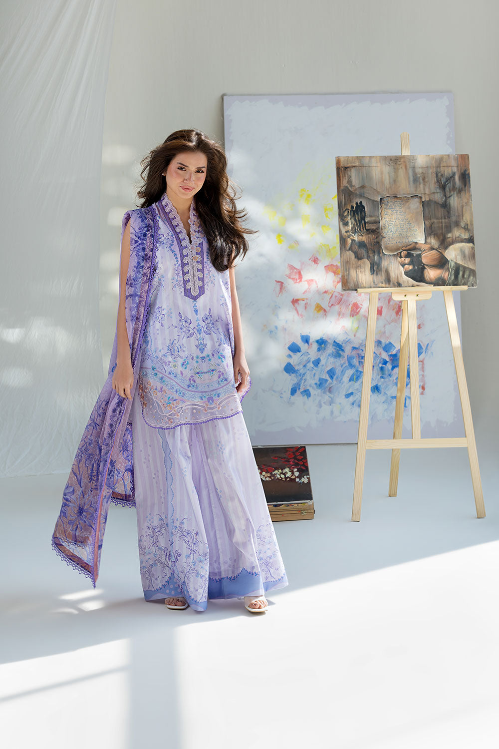 Sobia Nazir 3 Piece Custom Stitched Suit - Purple - LB31558