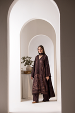 Libasco Sobia Nazir 3 Piece Custom Stitched Suit - Brown - LB288911