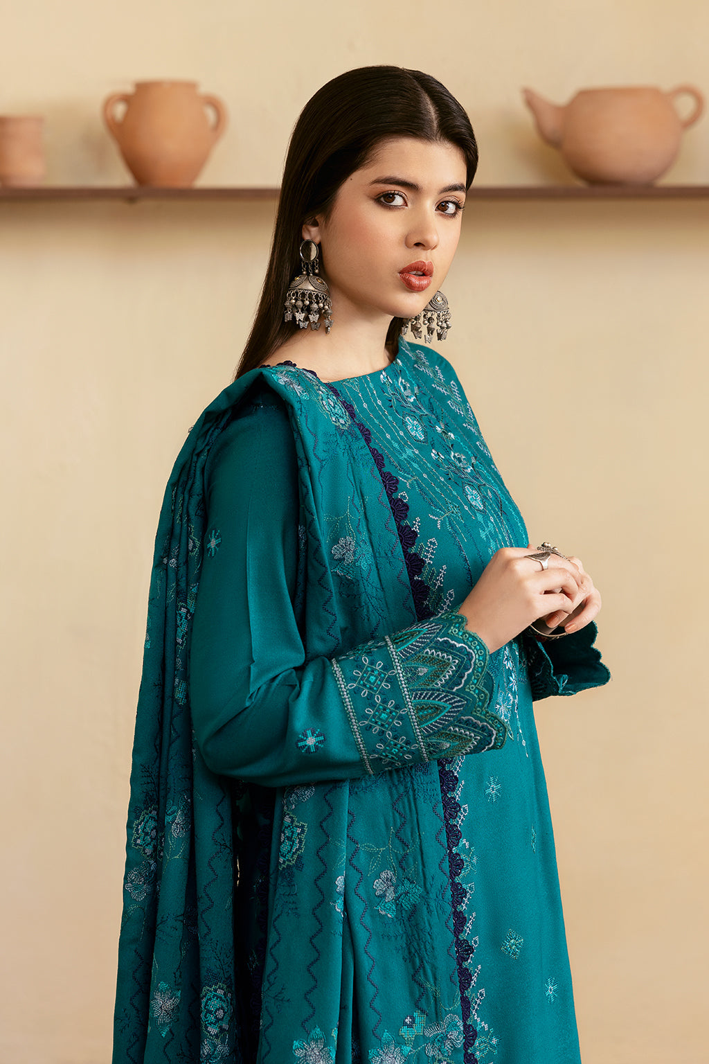 Ramsha 3 Piece Custom Stitched Suit - Teal - LB289308