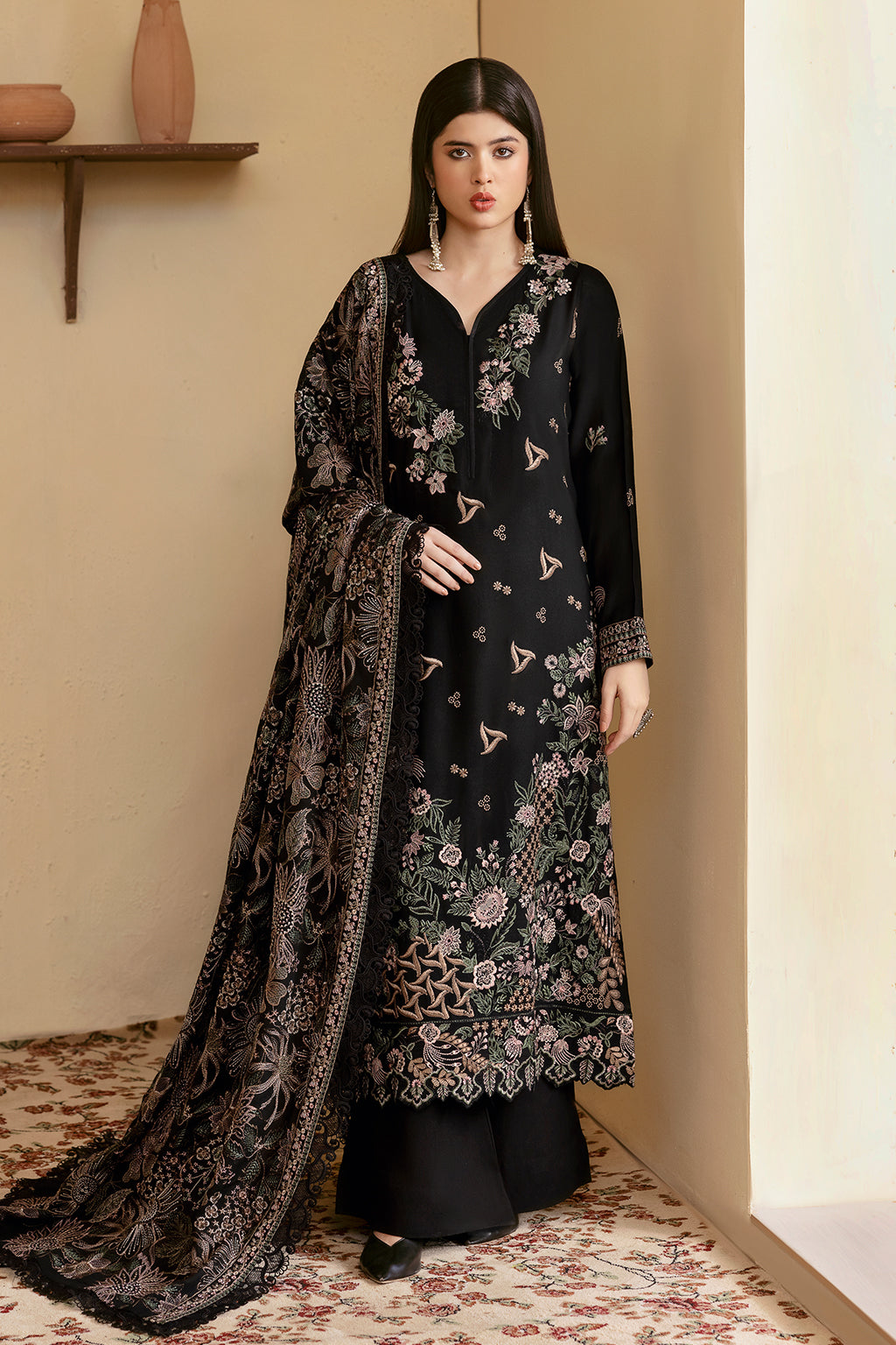 Ramsha 3 Piece Custom Stitched Suit - Black - LB289309