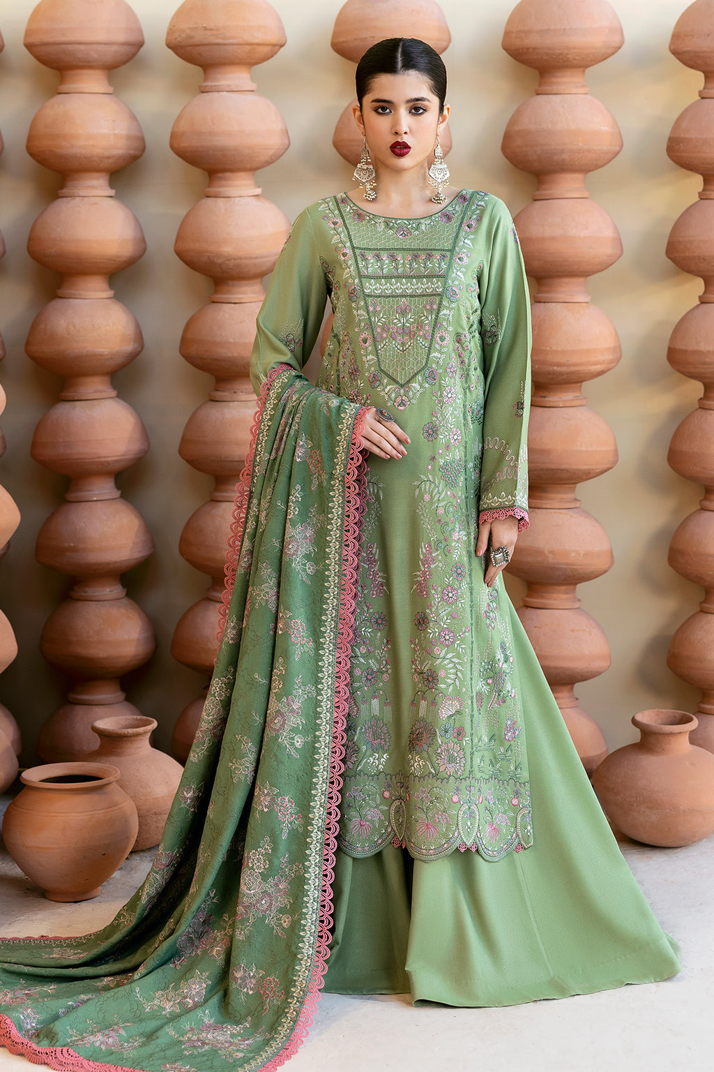 Ramsha 3 Piece Custom Stitched Suit - Green - LB289305