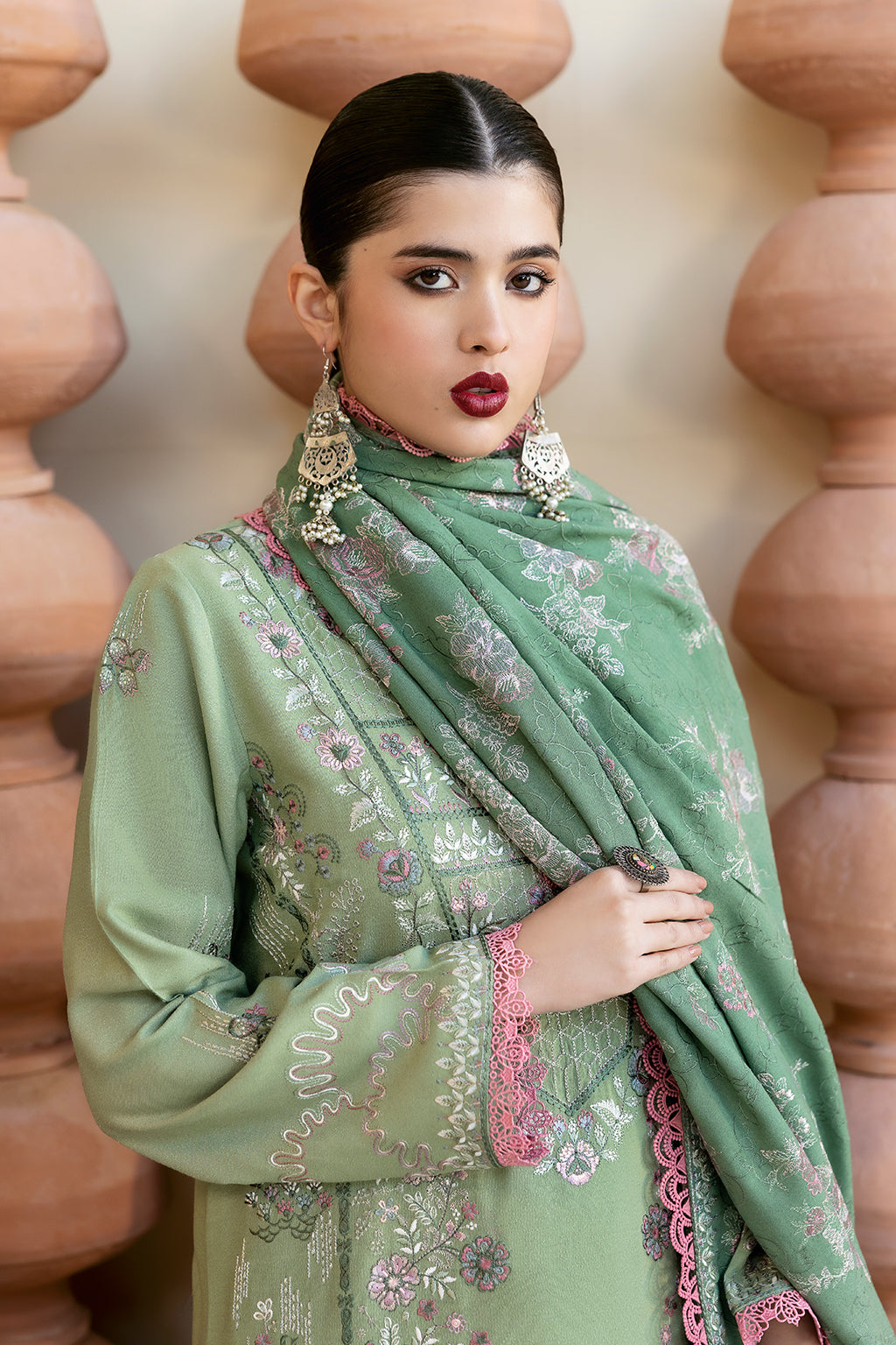 Ramsha 3 Piece Custom Stitched Suit - Green - LB289305