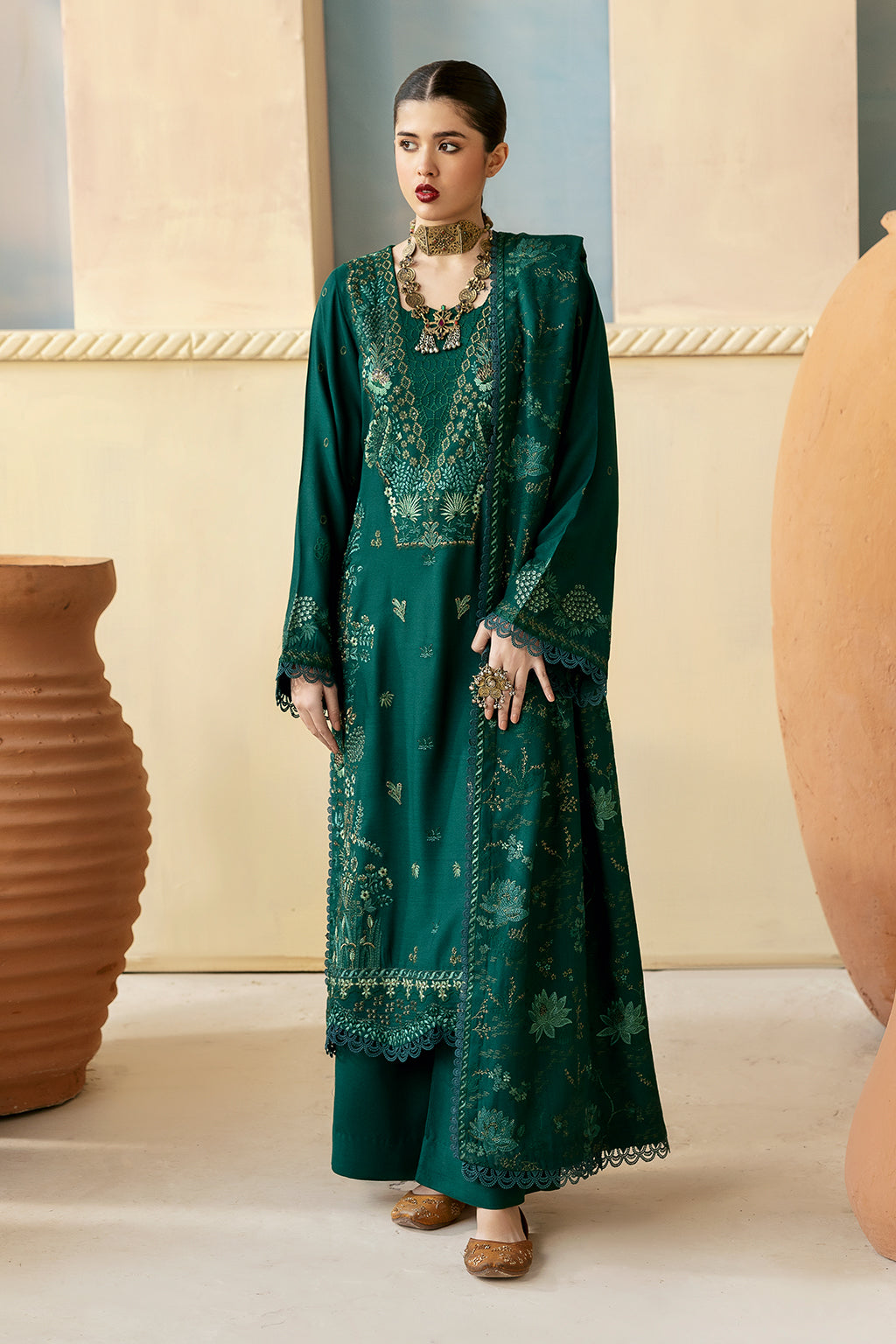 Ramsha 3 Piece Custom Stitched Suit - Green - LB289312