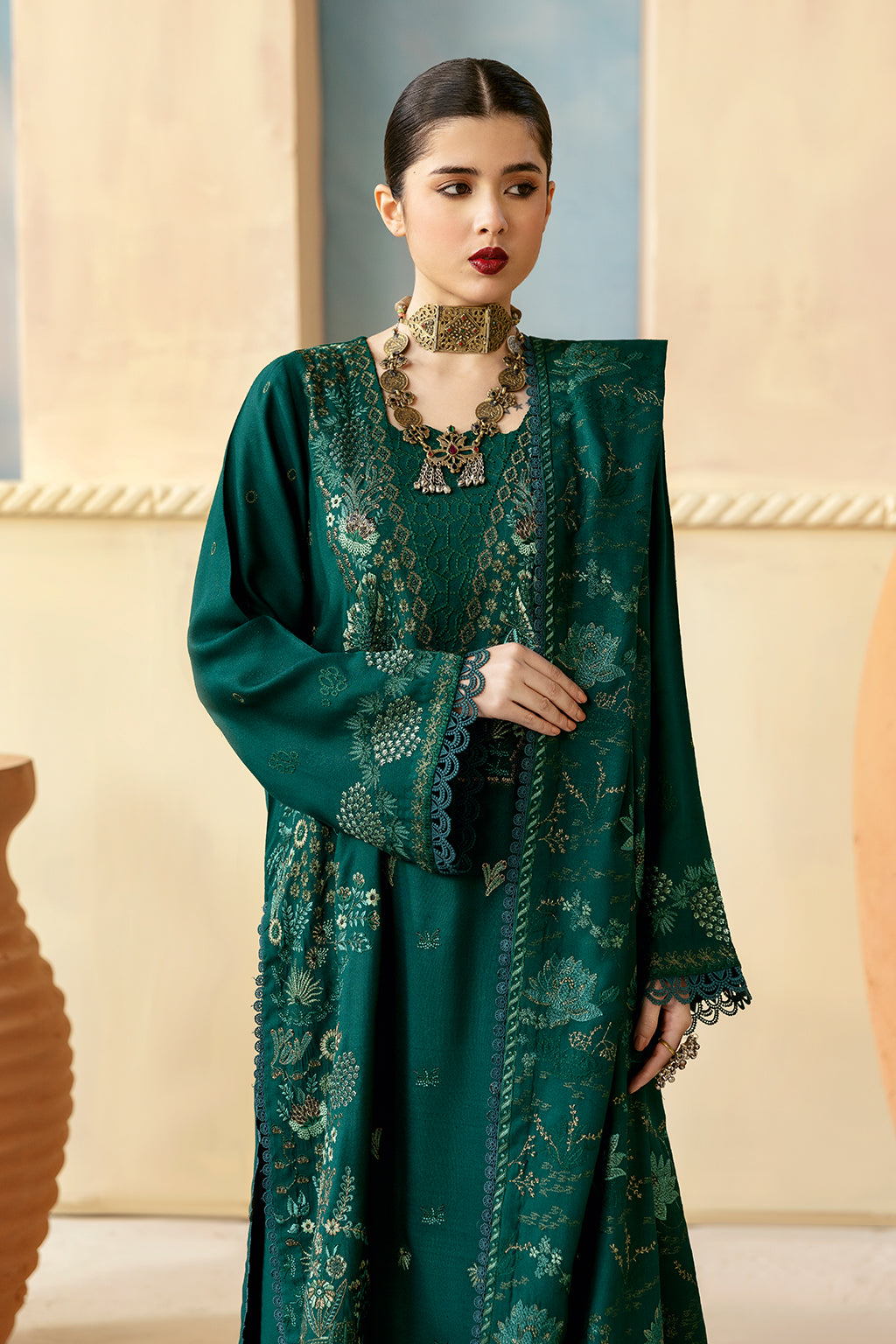 Ramsha 3 Piece Custom Stitched Suit - Green - LB289312