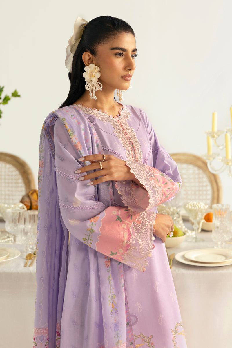 Qalamkar 3 Piece Custom Stitched Suit - Purple - LB289355