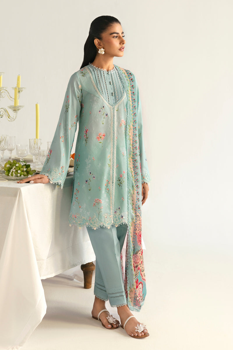 Qalamkar 3 Piece Custom Stitched Suit - Blue - LB289352