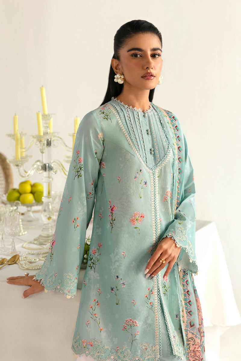 Qalamkar 3 Piece Custom Stitched Suit - Blue - LB289352