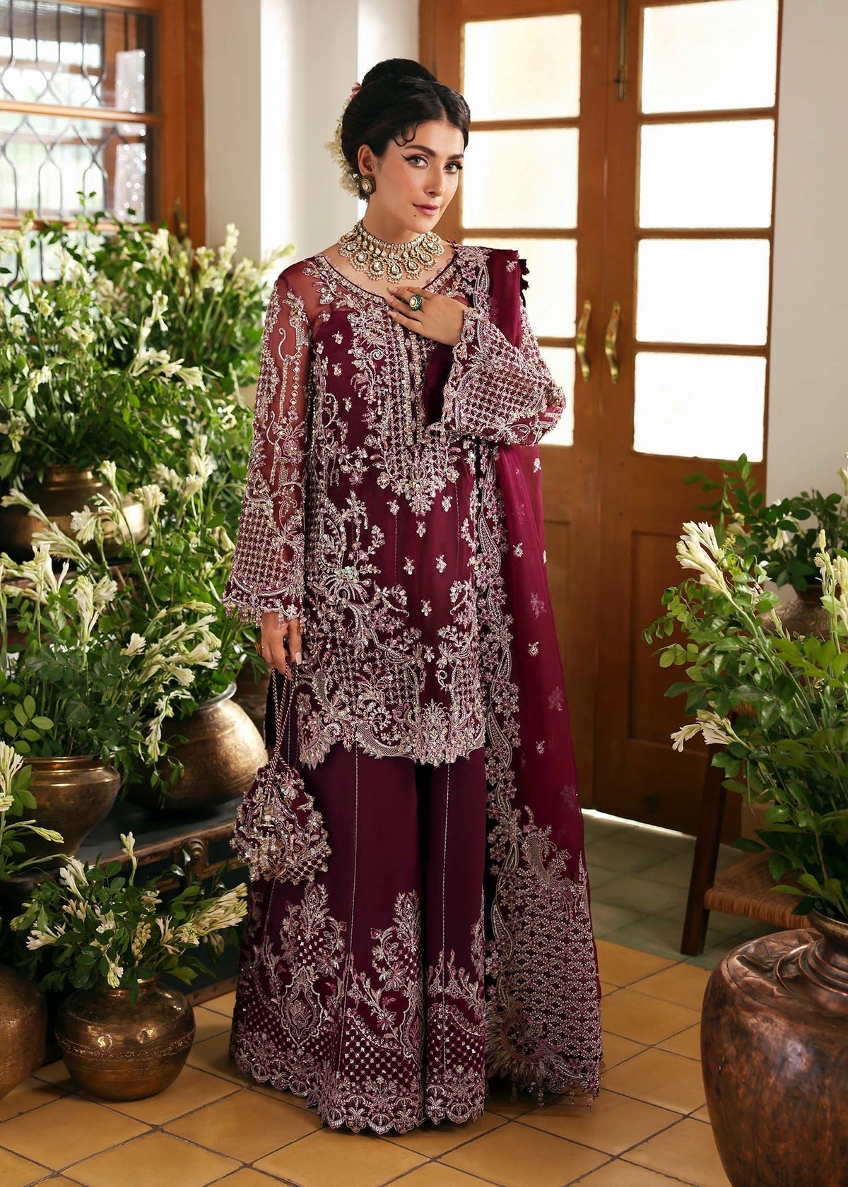 Kanwal Malik 3 Piece Custom Stitched Suit - Red - LB30944