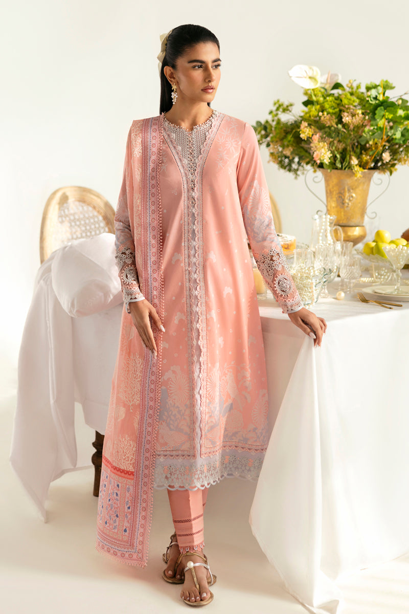 Qalamkar 3 Piece Custom Stitched Suit - Pink - LB289357