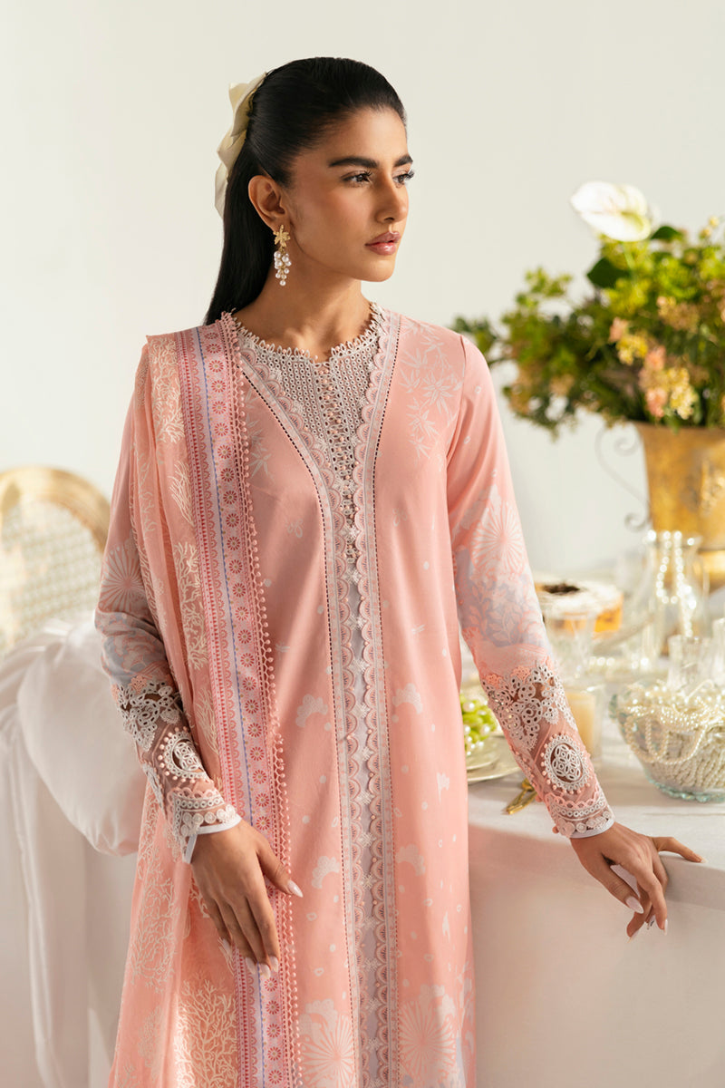 Qalamkar 3 Piece Custom Stitched Suit - Pink - LB289357