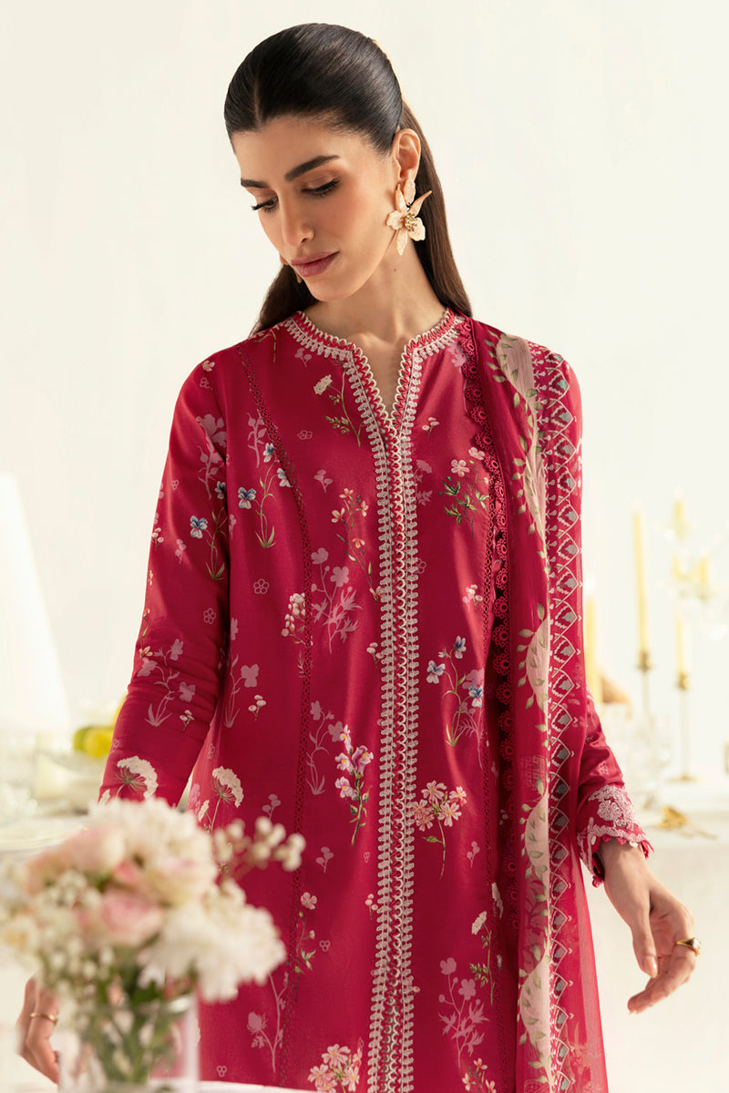 Qalamkar 3 Piece Custom Stitched Suit - Red - LB289353