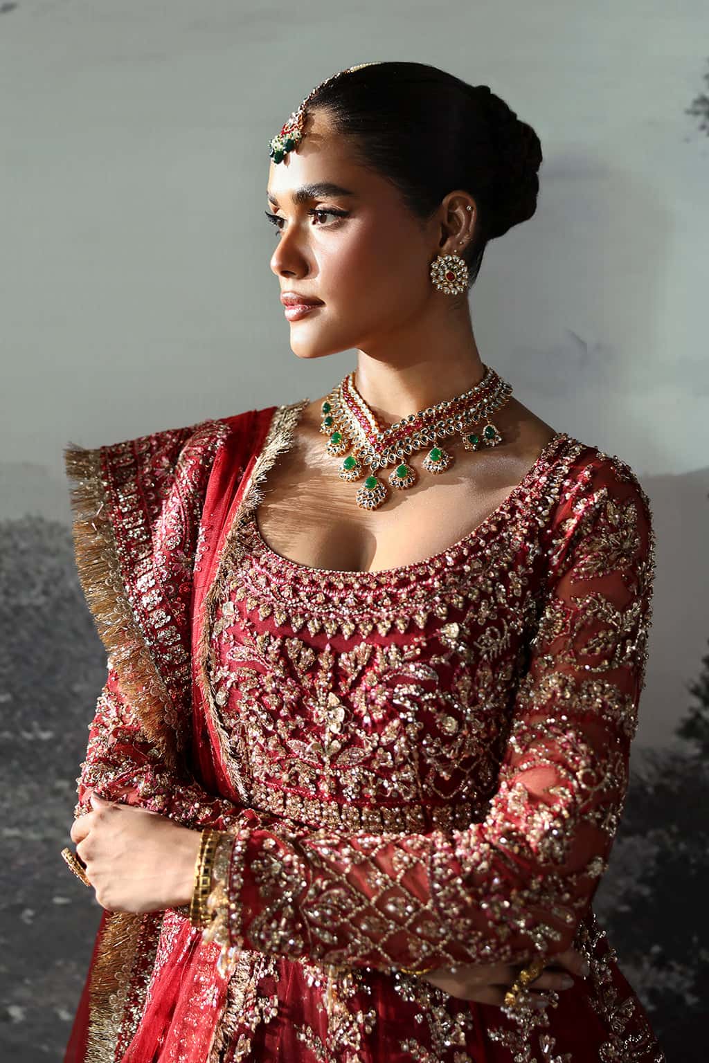 Afrozeh 3 Piece Custom Stitched Suit - Red - LB30608