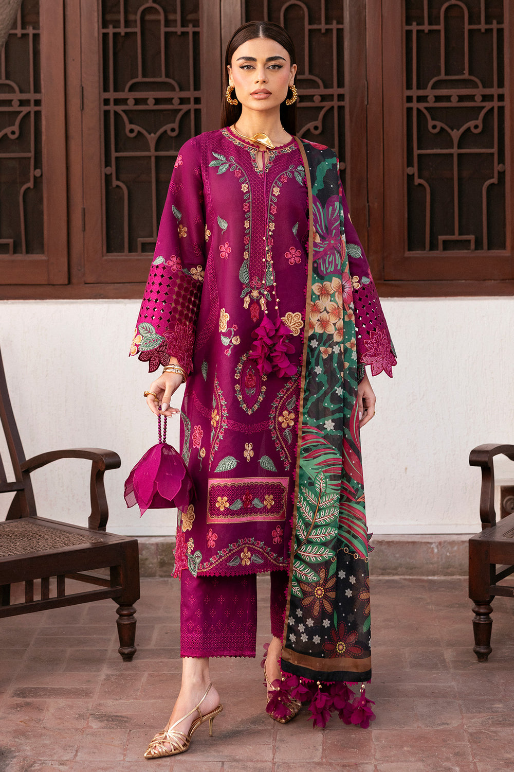 Jazmin 3 Piece Custom Stitched Suit - Purple - LB31424