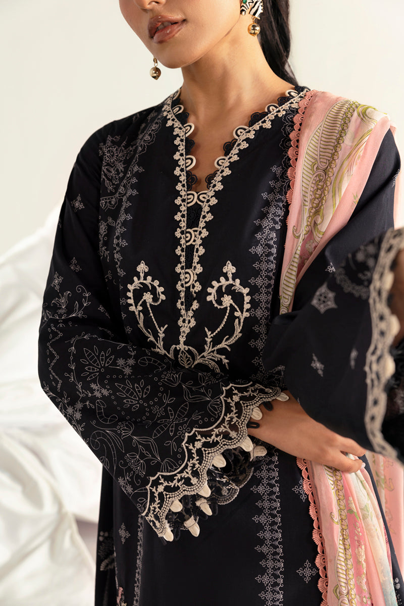 Qalamkar 3 Piece Custom Stitched Suit - Black - LB289350