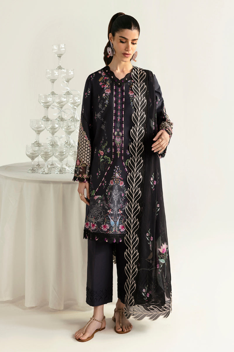 Qalamkar 3 Piece Custom Stitched Suit - Black - LB289358