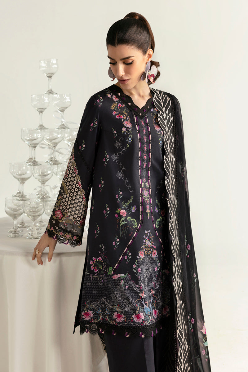 Qalamkar 3 Piece Custom Stitched Suit - Black - LB289358