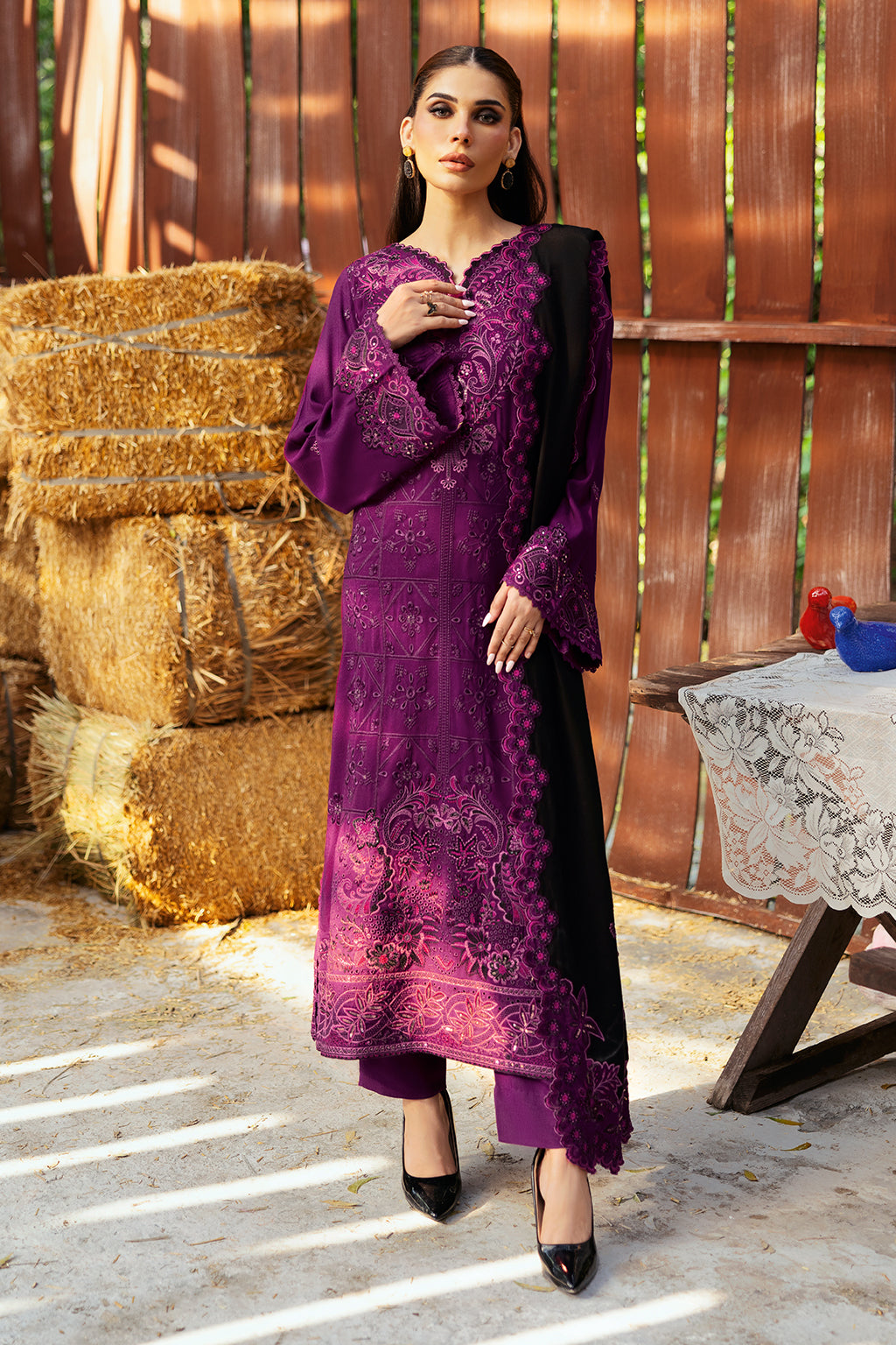 Ramsha 3 Piece Custom Stitched Suit - Purple - LB289159